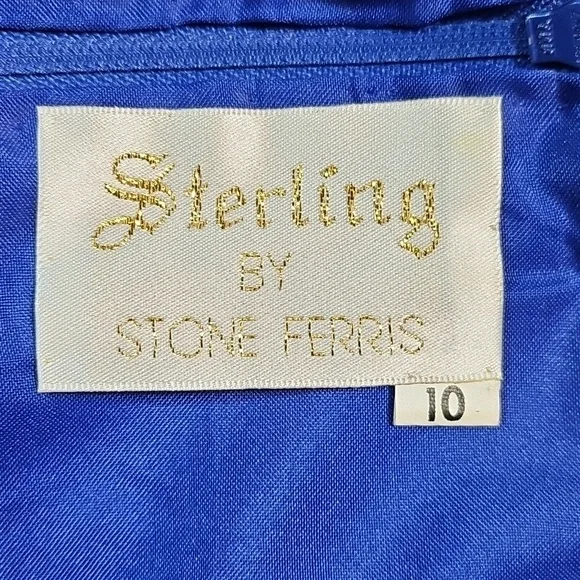 Vintage Sterling By Stone Ferris Blue Sequin Silk Open Back Coctail Party Dress - Picture 15 of 16